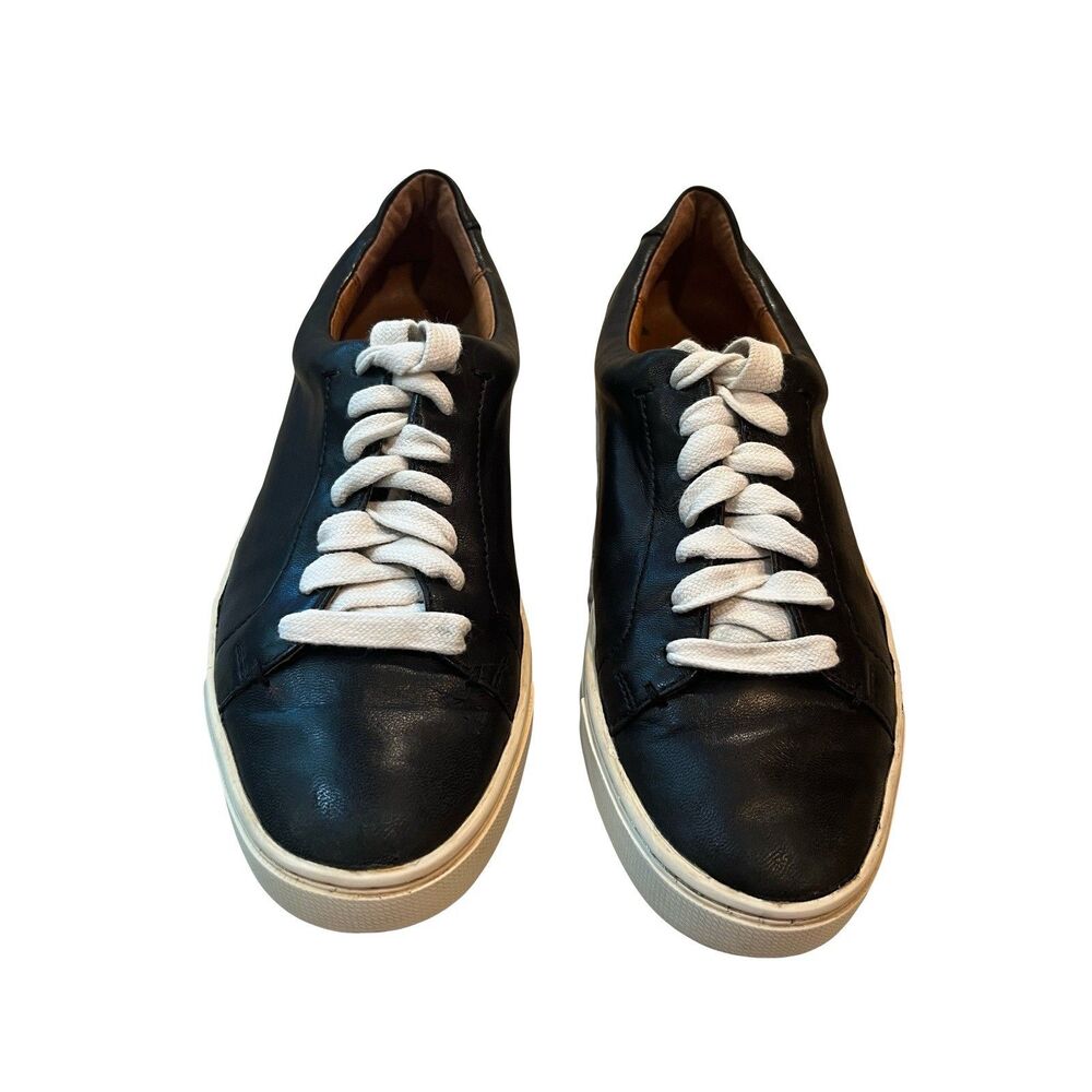 FRYE Women Sneakers Ivy Low Lace Black 6M Leather Shoes 3471184-BLK